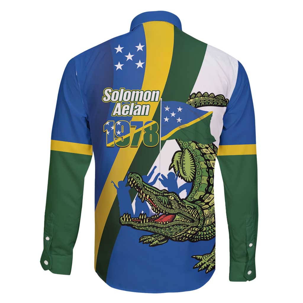 Solomon Islands Independence Day Family Matching Long Sleeve Bodycon Dress and Hawaiian Shirt Happy 7 July Crocodile Flag Style