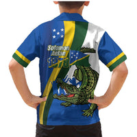 Solomon Islands Independence Day Family Matching Mermaid Dress and Hawaiian Shirt Happy 7 July Crocodile Flag Style