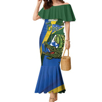 Solomon Islands Independence Day Family Matching Mermaid Dress and Hawaiian Shirt Happy 7 July Crocodile Flag Style