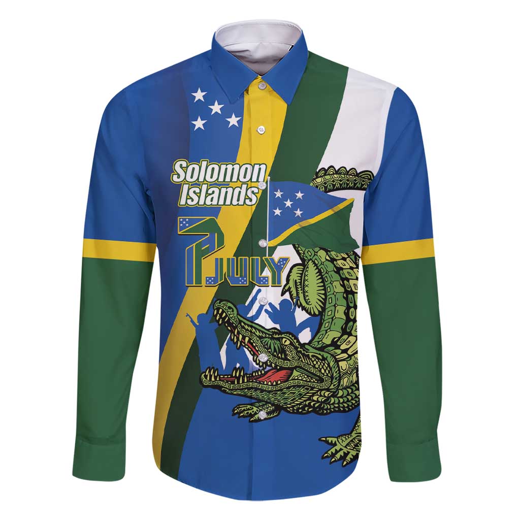 Solomon Islands Independence Day Family Matching Short Sleeve Bodycon Dress and Hawaiian Shirt Happy 7 July Crocodile Flag Style