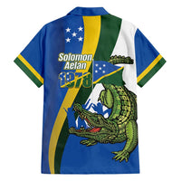 Solomon Islands Independence Day Family Matching Tank Maxi Dress and Hawaiian Shirt Happy 7 July Crocodile Flag Style