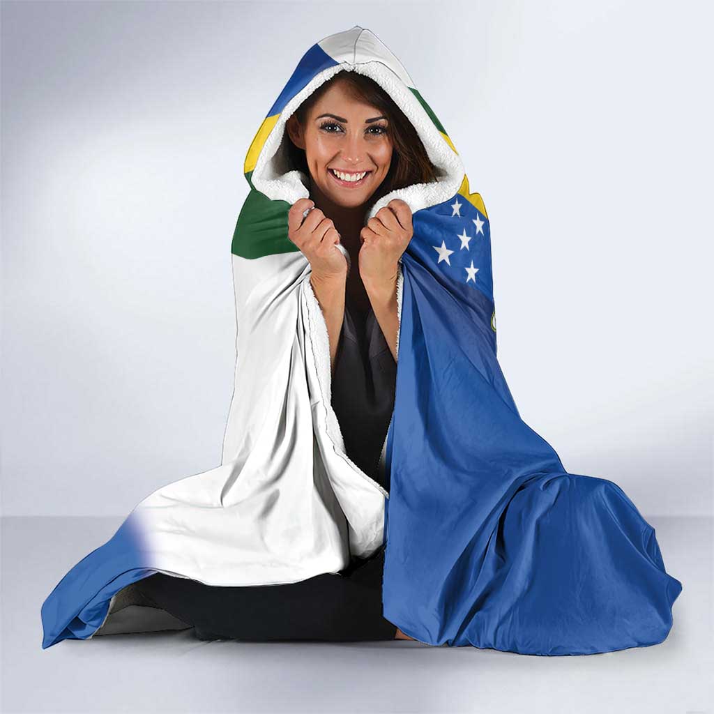 Solomon Islands Independence Day Hooded Blanket Happy 7 July Crocodile Flag Style