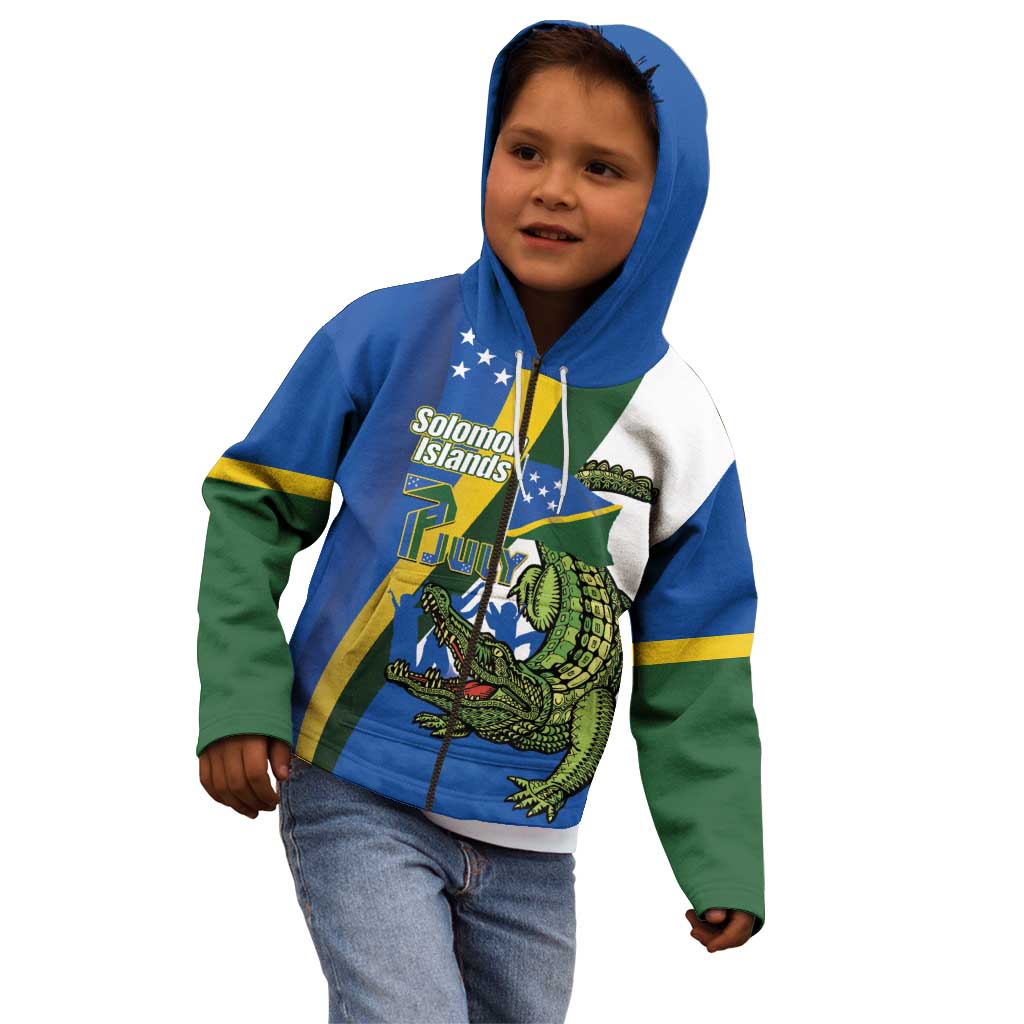 Solomon Islands Independence Day Kid Hoodie Happy 7 July Crocodile Flag Style