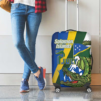 Solomon Islands Independence Day Luggage Cover Happy 7 July Crocodile Flag Style
