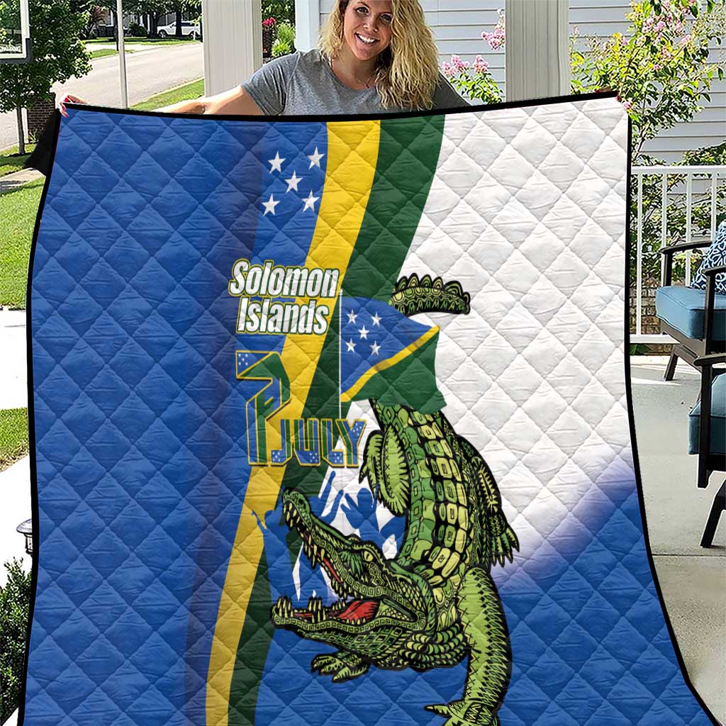 Solomon Islands Independence Day Quilt Happy 7 July Crocodile Flag Style