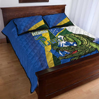 Solomon Islands Independence Day Quilt Bed Set Happy 7 July Crocodile Flag Style