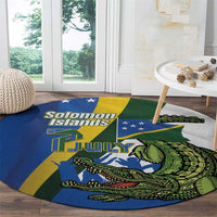 Solomon Islands Independence Day Round Carpet Happy 7 July Crocodile Flag Style