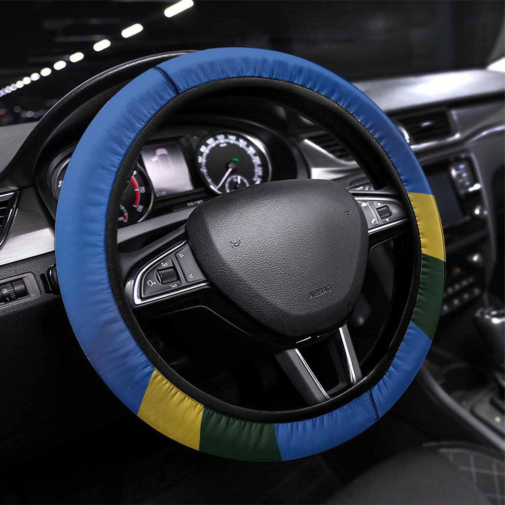 Solomon Islands Independence Day Steering Wheel Cover Happy 7 July Crocodile Flag Style