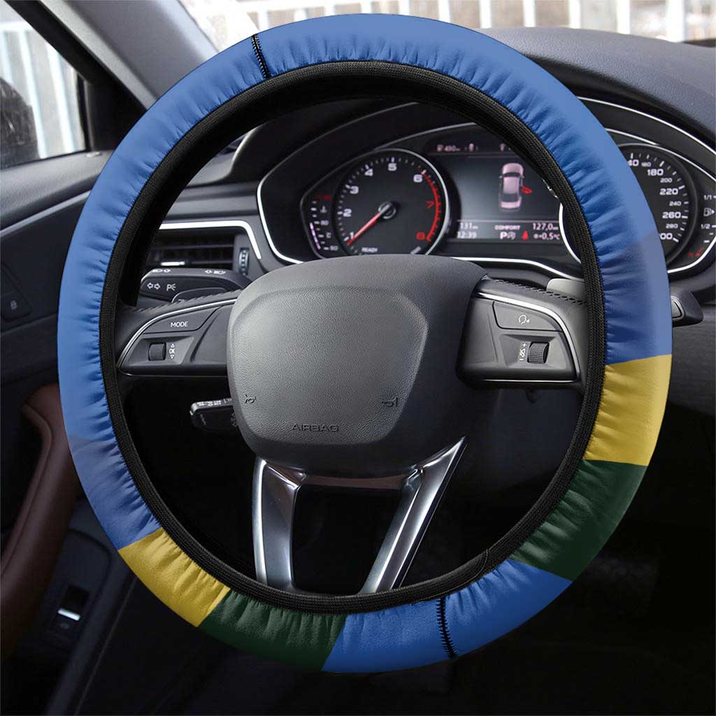 Solomon Islands Independence Day Steering Wheel Cover Happy 7 July Crocodile Flag Style