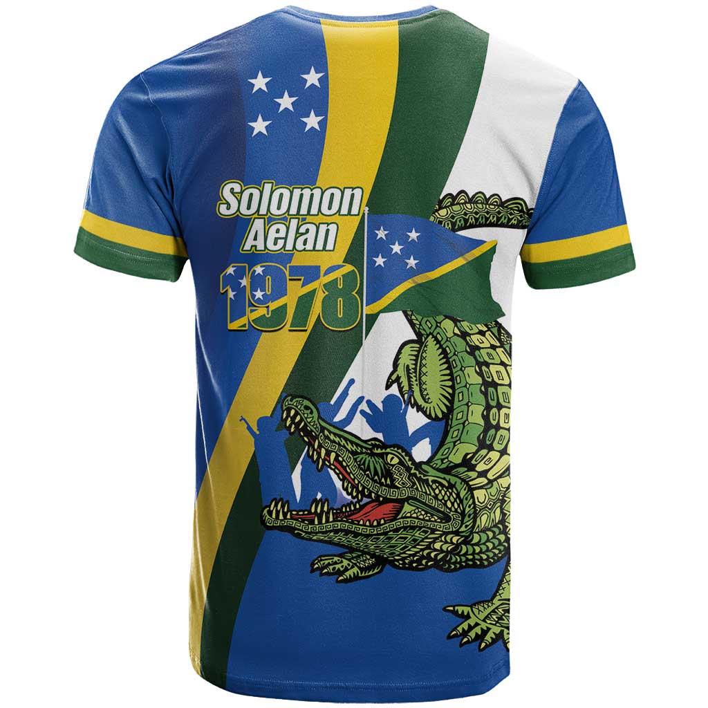 Solomon Islands Independence Day T Shirt Happy 7 July Crocodile Flag Style