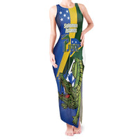 Solomon Islands Independence Day Tank Maxi Dress Happy 7 July Crocodile Flag Style