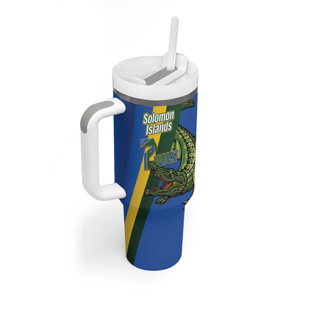 Solomon Islands Independence Day Tumbler With Handle Happy 7 July Crocodile Flag Style