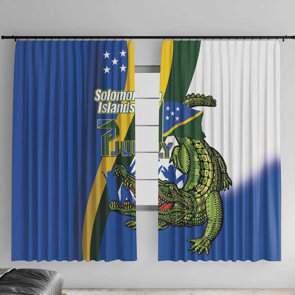 Solomon Islands Independence Day Window Curtain Happy 7 July Crocodile Flag Style