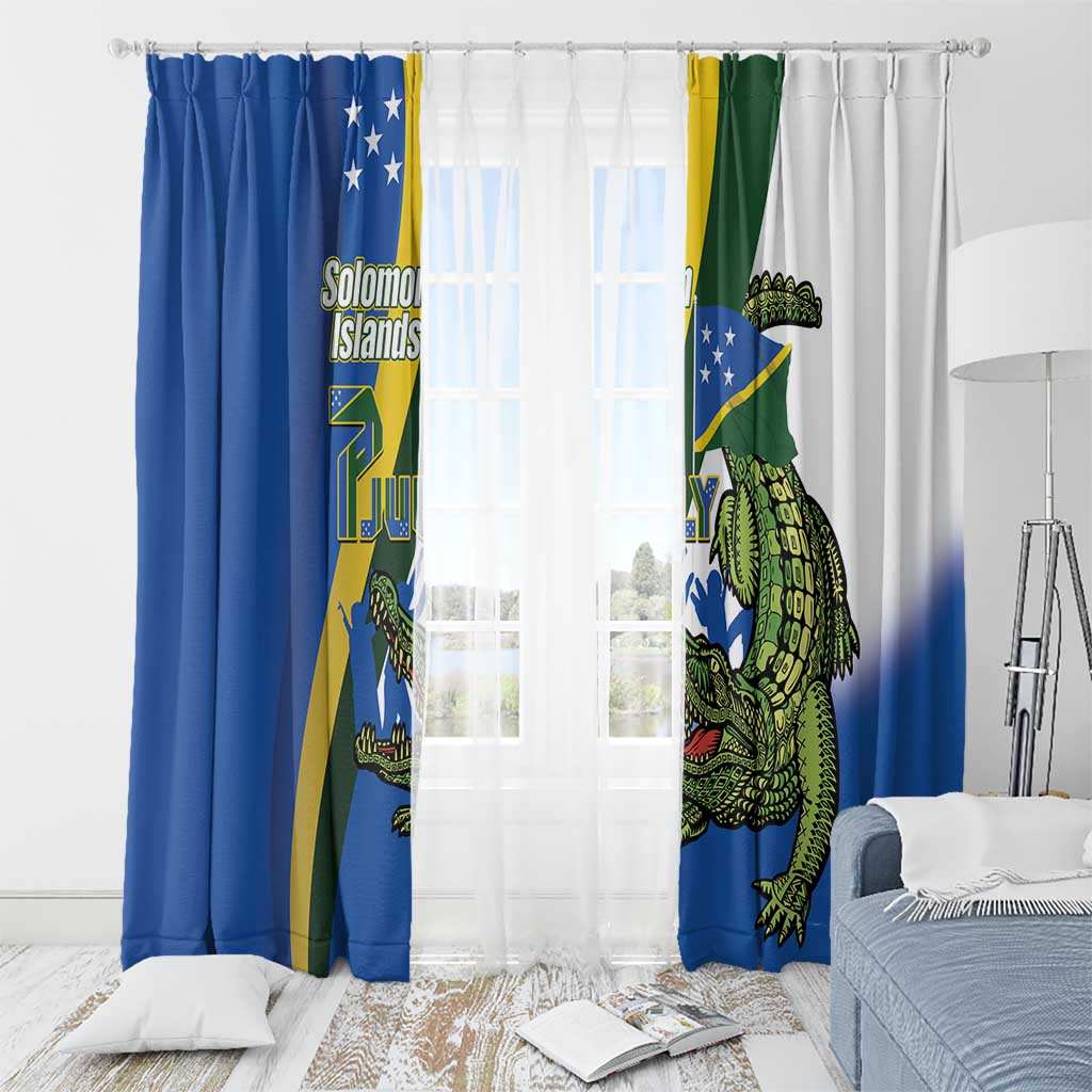 Solomon Islands Independence Day Window Curtain Happy 7 July Crocodile Flag Style