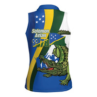Solomon Islands Independence Day Women Sleeveless Polo Shirt Happy 7 July Crocodile Flag Style