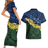 Halo Olaketa Solomon Islands Tapa Pattern Couples Matching Short Sleeve Bodycon Dress and Hawaiian Shirt