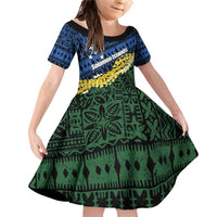 Halo Olaketa Solomon Islands Tapa Pattern Family Matching Off Shoulder Short Dress and Hawaiian Shirt