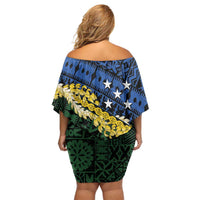 Halo Olaketa Solomon Islands Tapa Pattern Family Matching Off Shoulder Short Dress and Hawaiian Shirt