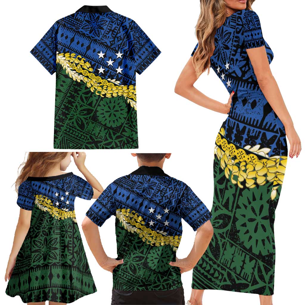 Halo Olaketa Solomon Islands Tapa Pattern Family Matching Short Sleeve Bodycon Dress and Hawaiian Shirt