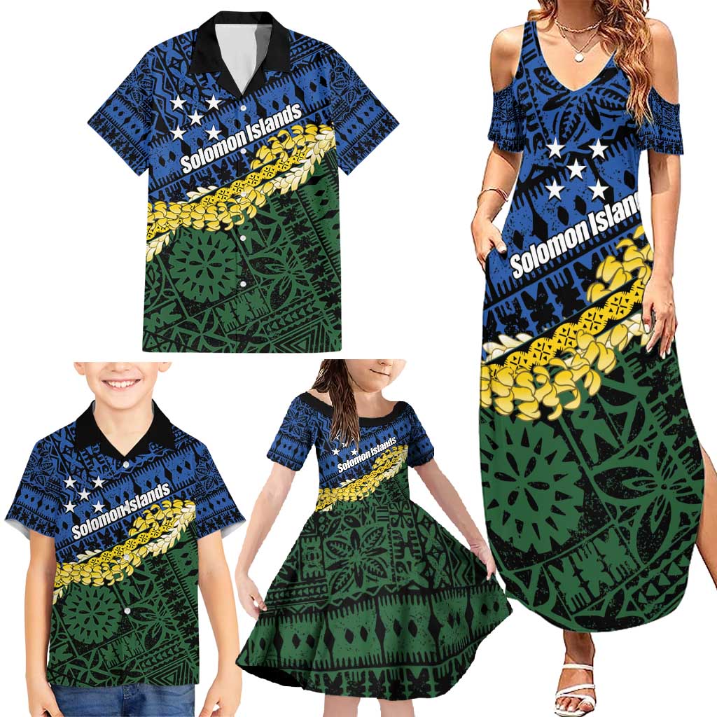 Halo Olaketa Solomon Islands Tapa Pattern Family Matching Summer Maxi Dress and Hawaiian Shirt