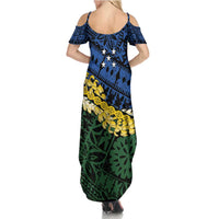 Halo Olaketa Solomon Islands Tapa Pattern Family Matching Summer Maxi Dress and Hawaiian Shirt