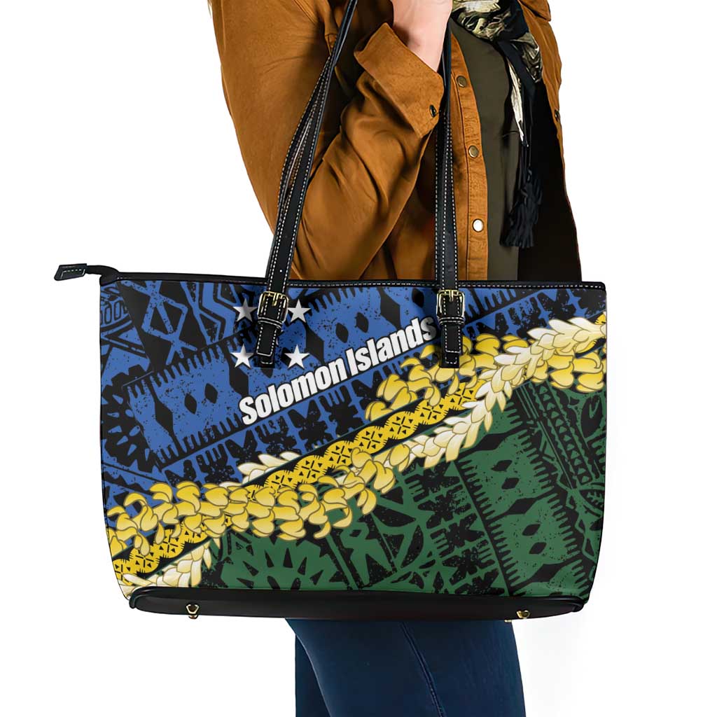 Halo Olaketa Solomon Islands Tapa Pattern Leather Tote Bag