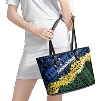 Halo Olaketa Solomon Islands Tapa Pattern Leather Tote Bag
