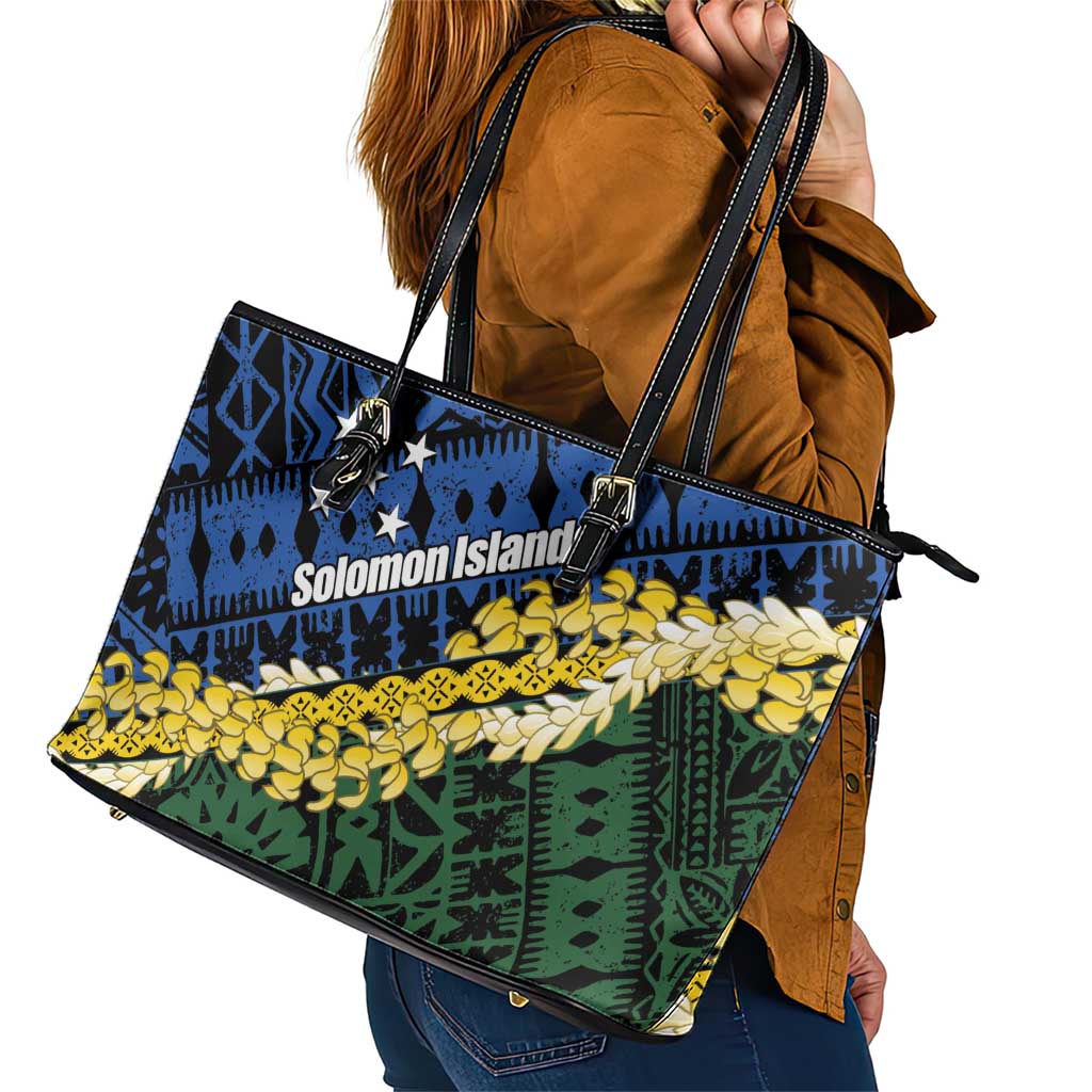 Halo Olaketa Solomon Islands Tapa Pattern Leather Tote Bag