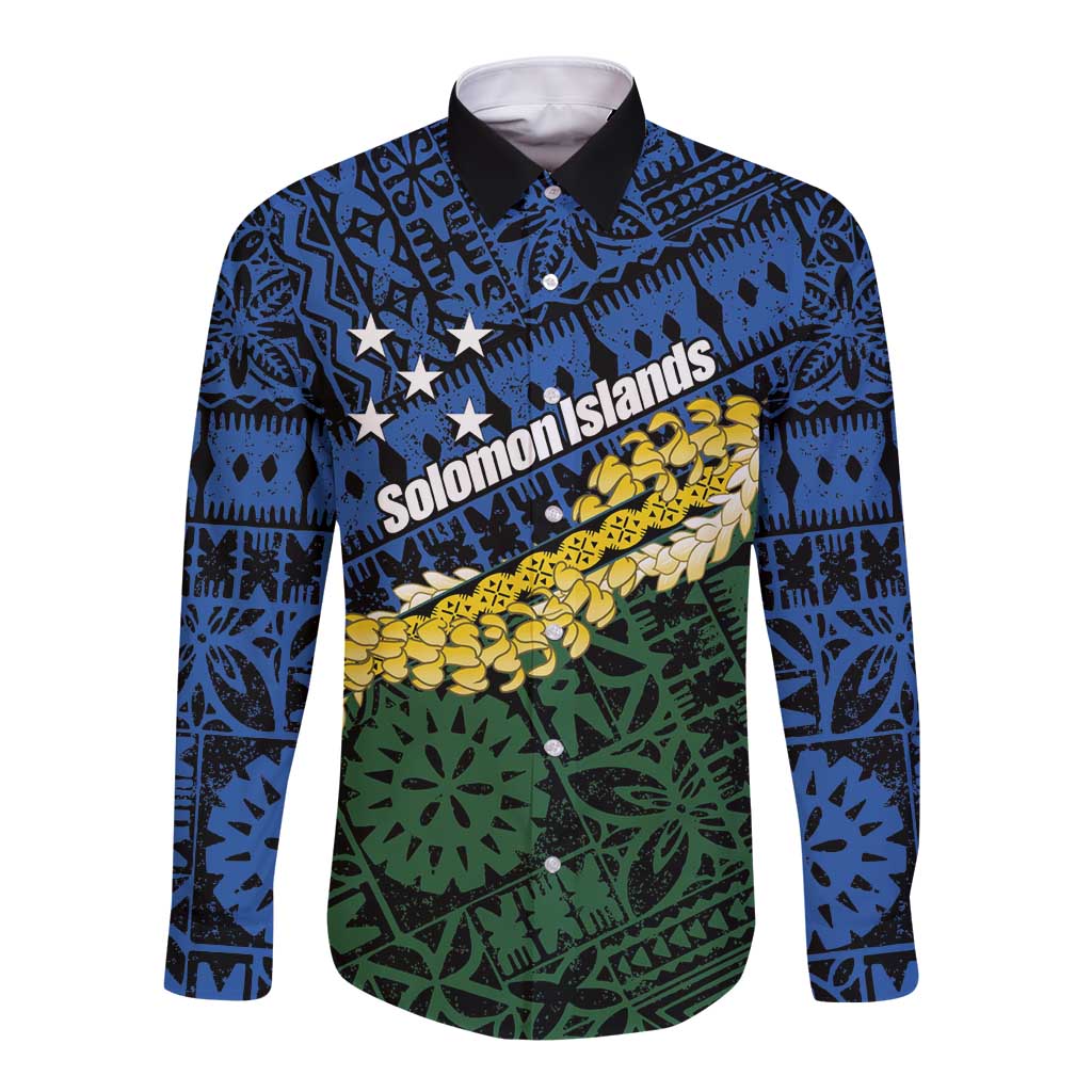 Halo Olaketa Solomon Islands Tapa Pattern Long Sleeve Button Shirt