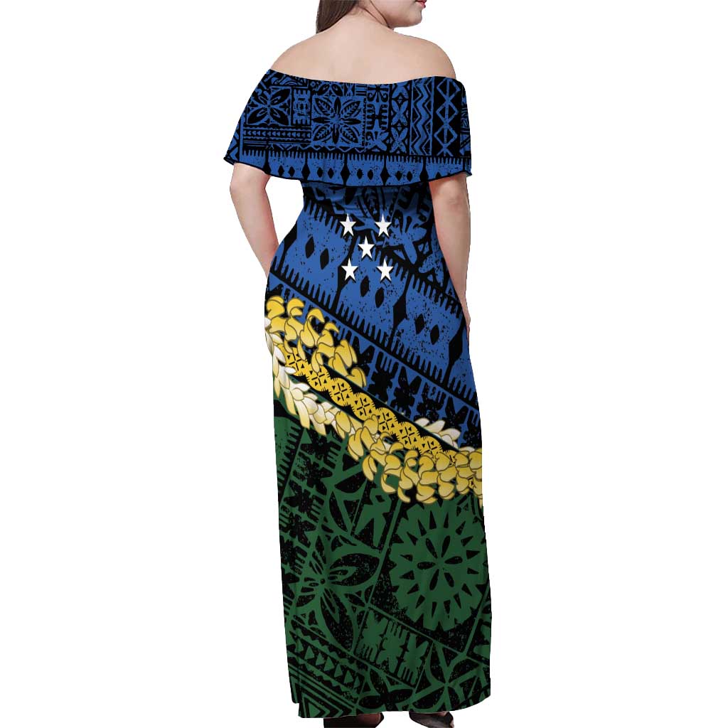 Halo Olaketa Solomon Islands Tapa Pattern Off Shoulder Maxi Dress