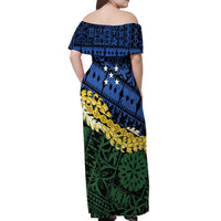 Halo Olaketa Solomon Islands Tapa Pattern Off Shoulder Maxi Dress