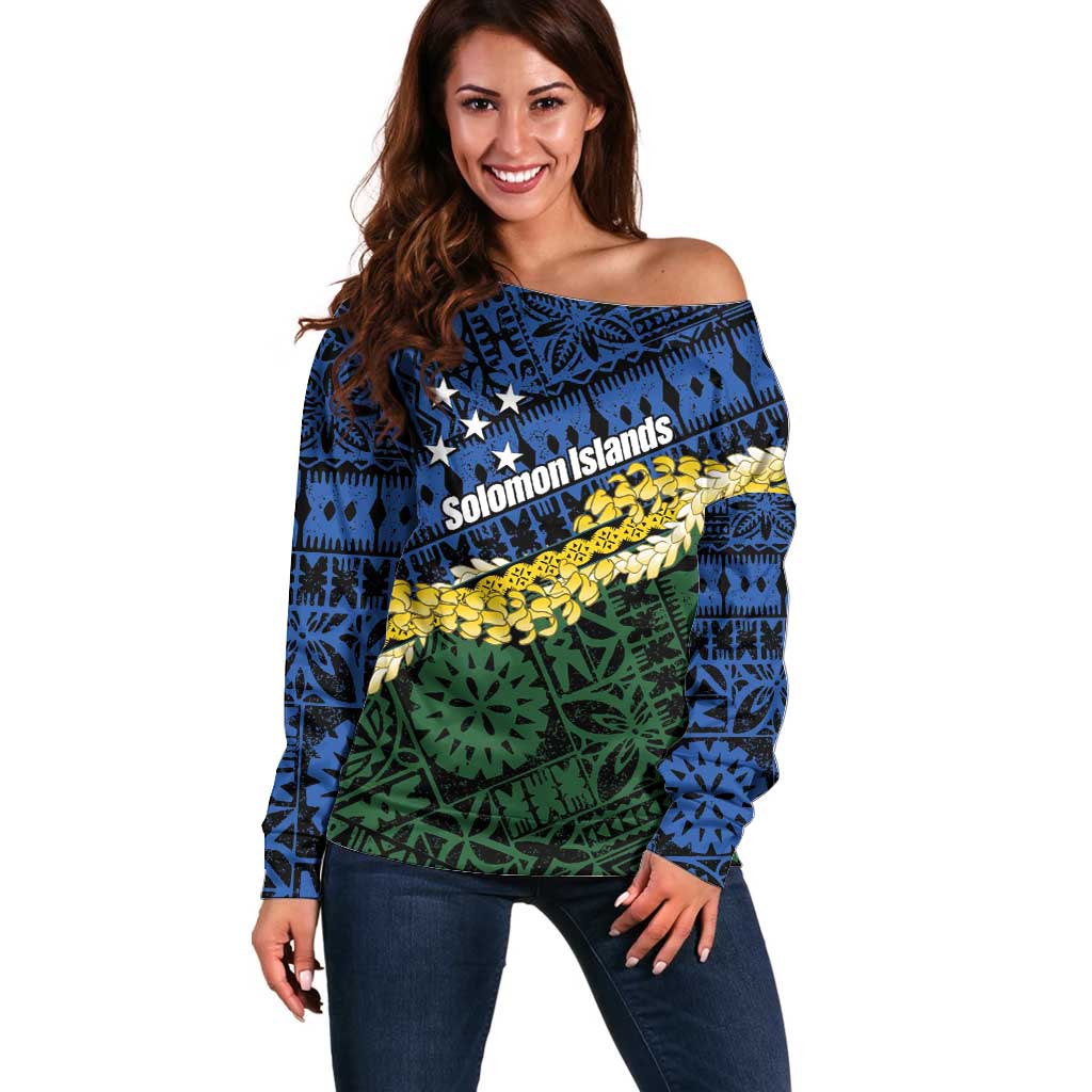 Halo Olaketa Solomon Islands Tapa Pattern Off Shoulder Sweater