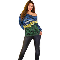 Halo Olaketa Solomon Islands Tapa Pattern Off Shoulder Sweater