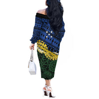 Halo Olaketa Solomon Islands Tapa Pattern Off The Shoulder Long Sleeve Dress