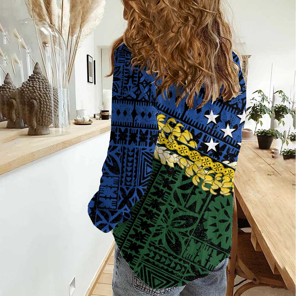Halo Olaketa Solomon Islands Tapa Pattern Women Casual Shirt LT14 - Polynesian Pride