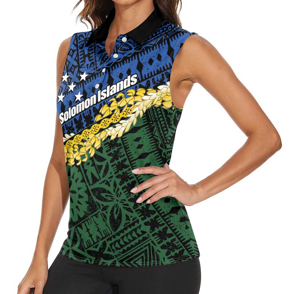 Halo Olaketa Solomon Islands Tapa Pattern Women Sleeveless Polo Shirt