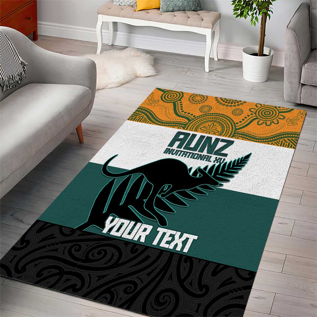 AUNZ Rugby Custom Area Rug Australia Kangaroo New Zealand Silver Fern LT14 - Polynesian Pride