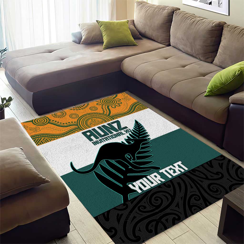 AUNZ Rugby Custom Area Rug Australia Kangaroo New Zealand Silver Fern LT14 - Polynesian Pride