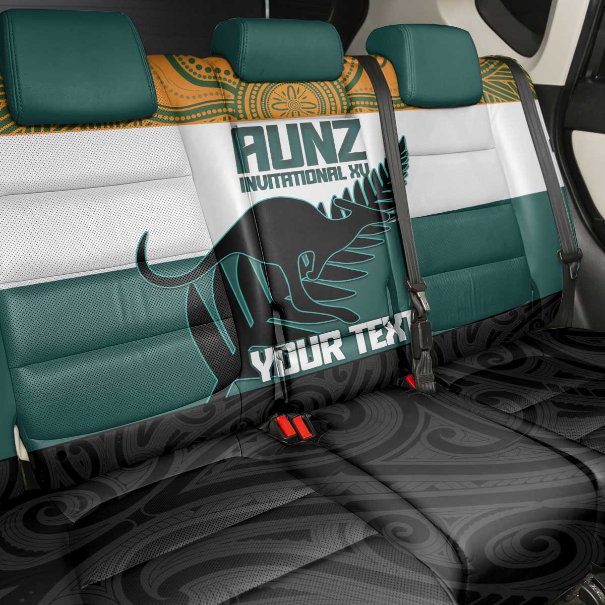 AUNZ Rugby Custom Back Car Seat Cover Australia Kangaroo New Zealand Silver Fern - Polynesian Pride
