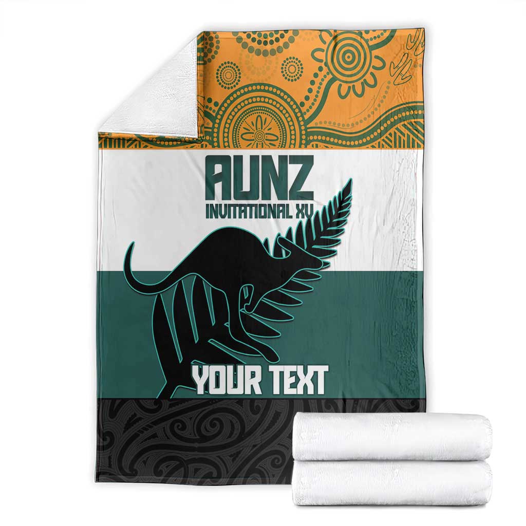 AUNZ Rugby Custom Blanket Australia Kangaroo New Zealand Silver Fern - Polynesian Pride