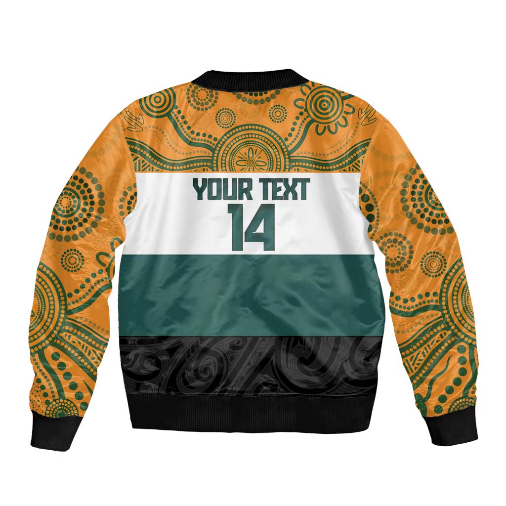 AUNZ Rugby Custom Bomber Jacket Australia Kangaroo New Zealand Silver Fern - Polynesian Pride