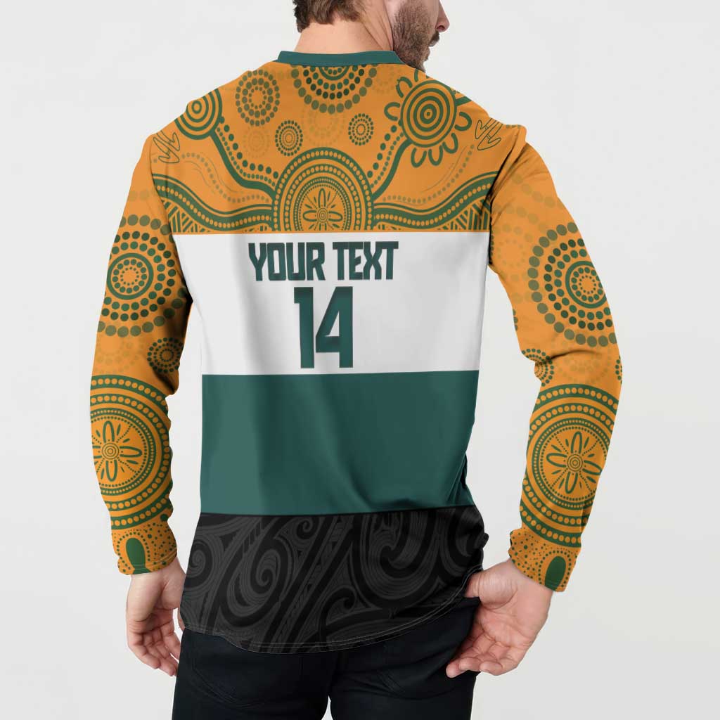 AUNZ Rugby Custom Button Sweatshirt Australia Kangaroo New Zealand Silver Fern - Polynesian Pride