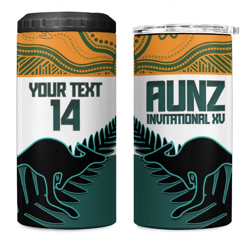 AUNZ Rugby Custom 4 in 1 Can Cooler Tumbler Australia Kangaroo New Zealand Silver Fern - Polynesian Pride