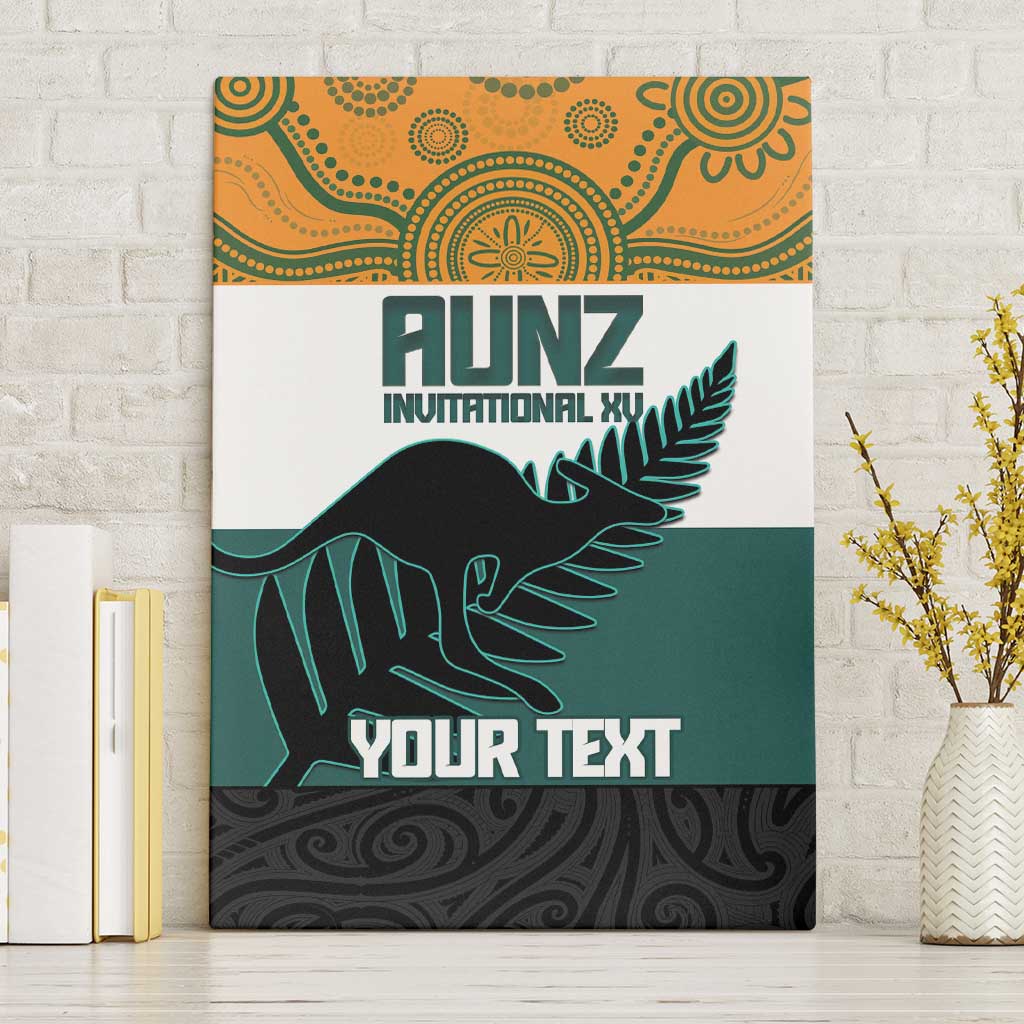 AUNZ Rugby Custom Canvas Wall Art Australia Kangaroo New Zealand Silver Fern - Polynesian Pride