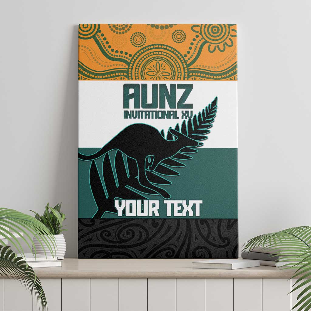 AUNZ Rugby Custom Canvas Wall Art Australia Kangaroo New Zealand Silver Fern - Polynesian Pride