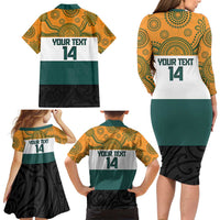 AUNZ Rugby Custom Family Matching Long Sleeve Bodycon Dress and Hawaiian Shirt Australia Kangaroo New Zealand Silver Fern - Polynesian Pride