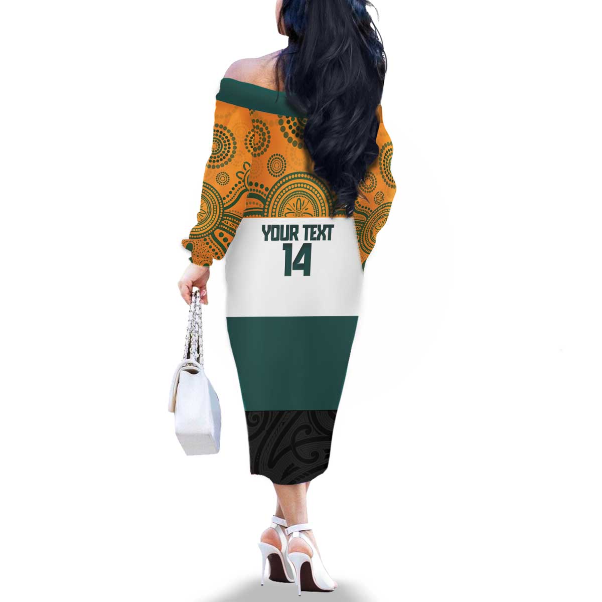 AUNZ Rugby Custom Family Matching Off The Shoulder Long Sleeve Dress and Hawaiian Shirt Australia Kangaroo New Zealand Silver Fern - Polynesian Pride