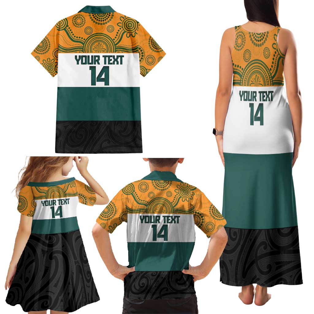 AUNZ Rugby Custom Family Matching Tank Maxi Dress and Hawaiian Shirt Australia Kangaroo New Zealand Silver Fern - Polynesian Pride