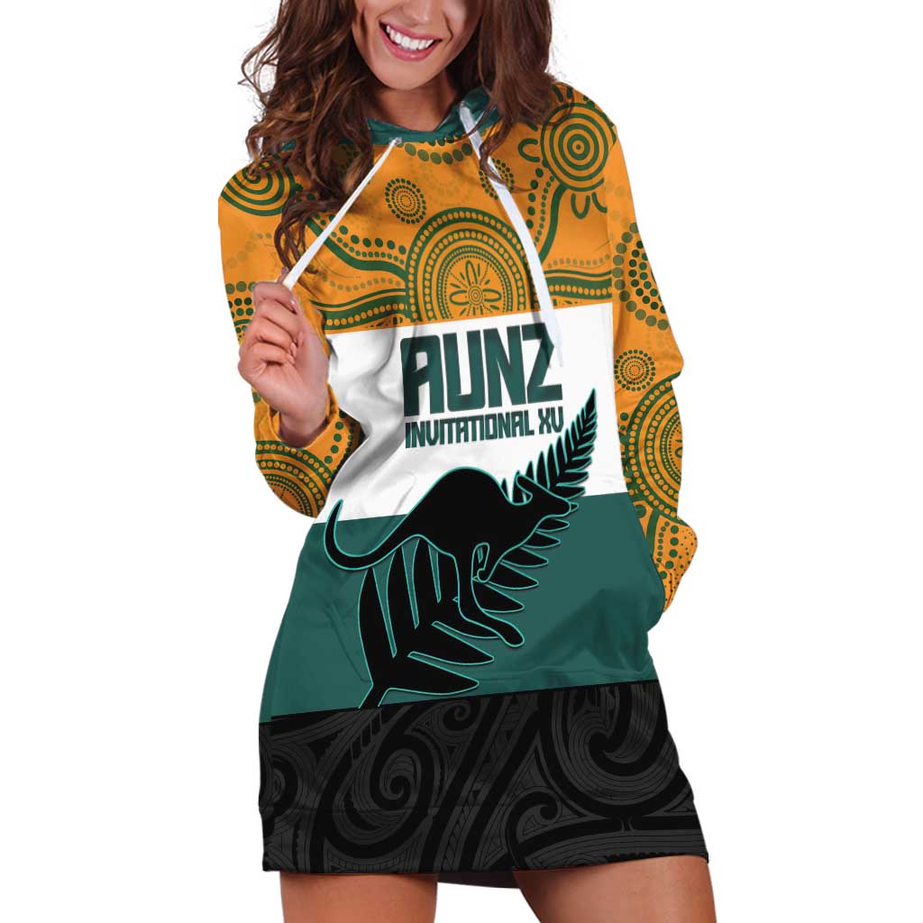 AUNZ Rugby Custom Hoodie Dress Australia Kangaroo New Zealand Silver Fern - Polynesian Pride