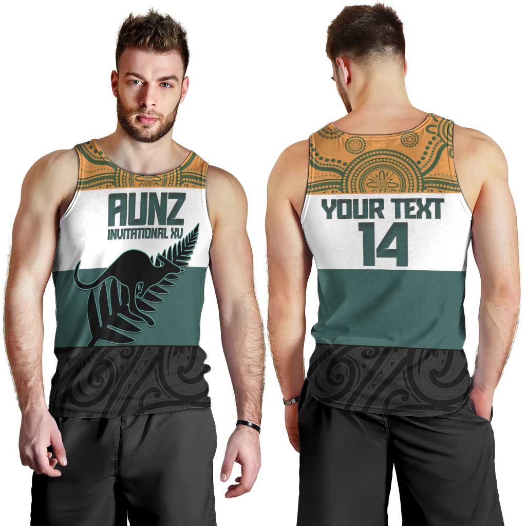 AUNZ Rugby Custom Men Tank Top Australia Kangaroo New Zealand Silver Fern - Polynesian Pride